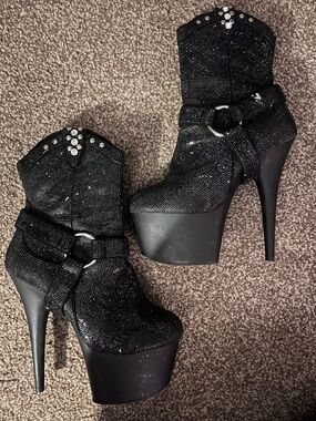 Adore-1029RS Rhinestone Cowboy Stripper Heels Cowgirl Country Pole Boots Pleaser